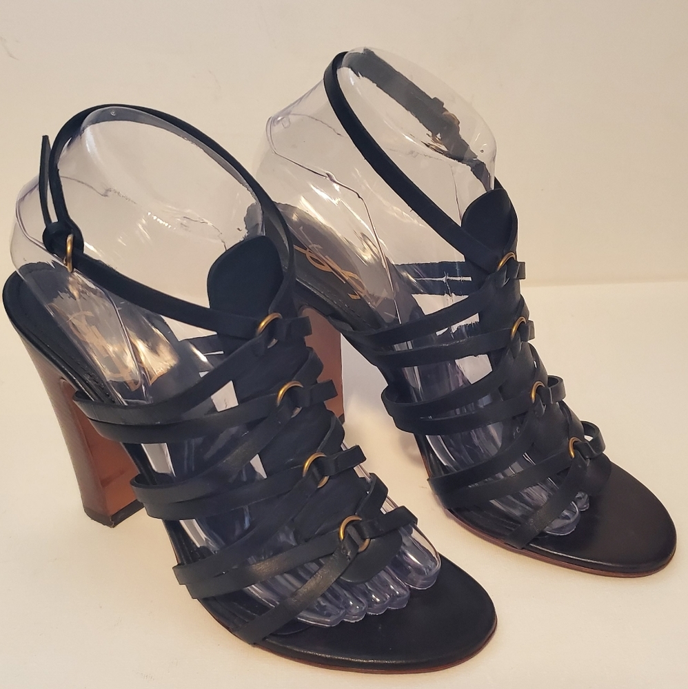 Authentic Yves Saint Laurent Leather Gladiator Sandal Heels- EU 38/US 7.5